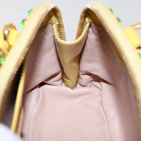 PRADA Bijoux Hand Bag Safiano leather 2way Yellow Auth - Picture 16 of 16